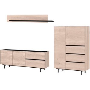 GERMANIA Wohnzimmer-Set Cantoria, (Set, 3-St), mit Highboard, Wandboard, Lowboard, griffloses Design