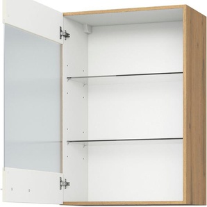 Glashängeschrank KOCHSTATION KS-Trea OG60-90 Schränke Gr. B/H/T: 60 cm x 90 cm x 35 cm, Türanschlag links, 1 St., weiß (magnolie, eiche astig) inklusive zwei Glaseinlegeböden, Breite 60 cm, Höhe 90 cm