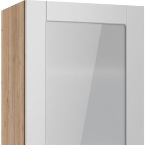 Glashängeschrank OPTIFIT Ahus Schränke Gr. B/H/T: 50cm x 89,6cm x 34,9cm,, grau (hellgrau matt/wildeiche nachbildung) Glashängeschrank Breite 50 cm