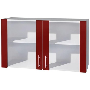 Glashängeschrank WIHO KÜCHEN Kiel Schränke Gr. B/H/T: 100cm x 56,5cm x 35cm, 2 St., rot (front: burgund, korpus: steel grey) Front mit Glaseinsatz