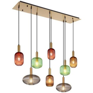 Globo Hängeleuchte Normy, Braun, Grau, Grün, Brombeere, Messing, Metall, Glas, 47x150x125 cm, Lampen & Leuchten, Innenbeleuchtung, Hängelampen, Esstischlampen