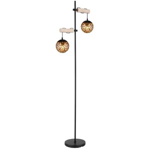 Globo Stehleuchte Maxi, Natur, Schwarz, Kunststoff, 25x168x51 cm, verstellbare Spotlights, Wippschalter, Lampen & Leuchten, Innenbeleuchtung, Stehlampen, Stehlampen