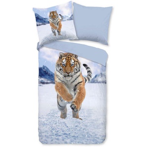 good morning Wendebettwäsche Zelda, Biber, Flanell, 3 teilig, Flanell, Biber, Winter, Warm, Wendeoptik, Schnee, Tiger, Landschaft