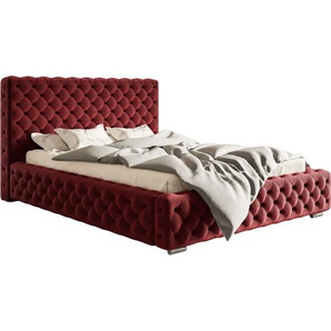 GRAINGOLD Glamour Bett 120x200 cm Agis - Rot (Amor Velvet 07)