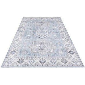 Gratia Teppich Orientalisch - Orient Flachgewebe für Wohnzimmer, Esszimmer, Schlafzimmer - Blau