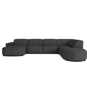 Großes modulares Sofa v California round Stoff Luna/Cruse Luna Schwarz Rechts