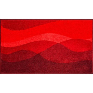 Grund Badteppich Hills, Rot, Textil, Wellen, rechteckig, 70x120 cm, Oeko-Tex® Standard 100, Made in Europe, rutschfest, Badtextilien, Badematten