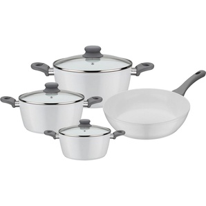 GSW Topf-Set Fiona, Aluminium (Set, 7-tlg., je 1 Kochtopf Ø 16/20/24 cm, 1x Schmorpfanne Ø 24 cm), weiß mit Softtouch-Griff kratzfeste ILAG® CERAMICVeredelung, Induktion