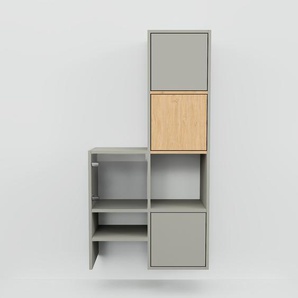 Hängeschrank Grau - Moderner Wandschrank: Türen in Grau - 79 x 156 x 34 cm, konfigurierbar