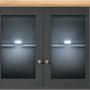 Hängeschrank KOCHSTATION KS-Westminster Schränke Gr. B/H/T: 96 cm x 73 cm x 33 cm, 2 St., grau (grau dunkel) im romantischen Landhausstil, Breite 96 cm