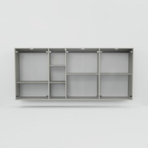 Hängeschrank Kristallglas klar - Moderner Wandschrank: Türen in Kristallglas klar - 264 x 117 x 34 cm, konfigurierbar