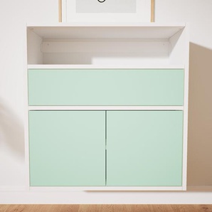 Hängeschrank Mint - Wandschrank: Schubladen in Mint & Türen in Mint - 77 x 79 x 34 cm, konfigurierbar