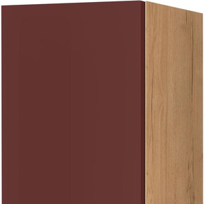 Hängeschrank NOBILIA Easytouch, Ausrichtung wählbar, vormontiert Schränke Gr. B/H/T: 30cm x 72cm x 37,2cm, Türanschlag links,, rot (front: lacklaminat rostrot ultramatt, korpus: eiche sierra nachbildung) in drei Breiten: 30, 40 und 60 cm, mit