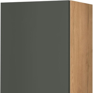 Hängeschrank NOBILIA Easytouch, Ausrichtung wählbar, vormontiert Schränke Gr. B/H/T: 45cm x 72cm x 37,2cm, Türanschlag links,, grün (front: lacklaminat mineralgrün ultramatt, korpus: eiche sierra nachbildung) in drei Breiten: 30, 40 und 60 cm, mit