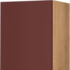 Hängeschrank NOBILIA Easytouch, Ausrichtung wählbar, vormontiert Schränke Gr. B/H/T: 45cm x 72cm x 37,2cm, Türanschlag links,, rot (front: lacklaminat rostrot ultramatt, korpus: eiche sierra nachbildung) in drei Breiten: 30, 40 und 60 cm, mit