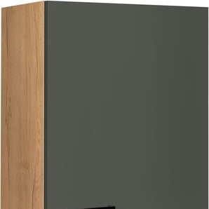 Hängeschrank NOBILIA Easytouch, Ausrichtung wählbar, vormontiert Schränke Gr. B/H/T: 60cm x 72cm x 37,2cm, Türanschlag rechts,, grün (front: lacklaminat mineralgrün ultramatt, korpus: eiche sierra nachbildung) in drei Breiten: 30, 40 und 60 cm, mit