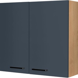 Hängeschrank NOBILIA Easytouch, vormontiert, mit zwei Einlegeböden Schränke Gr. B/H/T: 90 cm x 72 cm x 37,2 cm, 2 St., blau (front: lacklaminat fjordblau ultramatt, korpus: eiche sierra nachbildung) Breite 90 cm