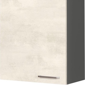 Hängeschrank NOBILIA Riva, Ausrichtung wählbar, vormontiert Schränke Gr. B/H/T: 60 cm x 72 cm x 37,2 cm, Türanschlag links, 1 St., weiß (front: weißbeton nachbildung, korpus: schiefergrau) in drei Breiten: 30, 40 und 60 cm, mit Soft-Close-Funktion