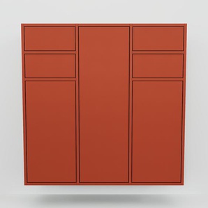 Hängeschrank Terrakotta - Wandschrank: Schubladen in Terrakotta & Türen in Terrakotta - 118 x 117 x 34 cm, konfigurierbar