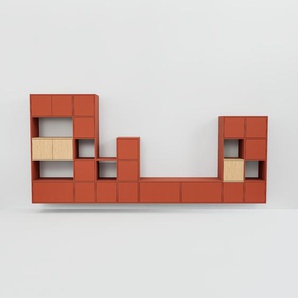 Hängeschrank Terrakotta - Wandschrank: Schubladen in Terrakotta & Türen in Terrakotta - 418 x 194 x 47 cm, konfigurierbar