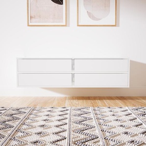 Hängeschrank Weiß - Moderner Wandschrank: Schubladen in Weiß - 151 x 40 x 47 cm, konfigurierbar