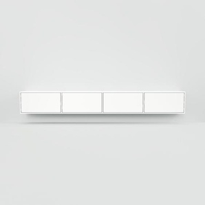 Hängeschrank Weiß - Moderner Wandschrank: Schubladen in Weiß - 300 x 40 x 34 cm, konfigurierbar