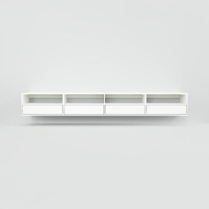 Hängeschrank Weiß - Moderner Wandschrank: Schubladen in Weiß - 300 x 40 x 47 cm, konfigurierbar
