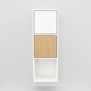 Hängeschrank Weiß - Moderner Wandschrank: Türen in Eiche - 41 x 117 x 34 cm, konfigurierbar