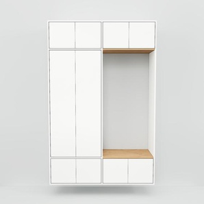 Hängeschrank Weiß - Moderner Wandschrank: Türen in Weiß - 151 x 232 x 47 cm, konfigurierbar