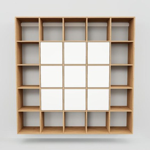 Hängeschrank Weiß - Moderner Wandschrank: Türen in Weiß - 195 x 194 x 34 cm, konfigurierbar