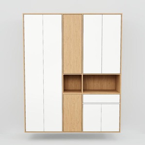Hängeschrank Weiß - Wandschrank: Schubladen in Weiß & Türen in Weiß - 190 x 232 x 47 cm, konfigurierbar