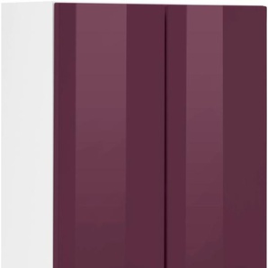 Hängeschrank WELLTIME Venedig, lila (aubergine, weiß), B:50cm H:64cm T:20cm, Schränke, Bad-Hängeschrank, Badmöbel mit Breite 50 cm, mit Metallgriffen