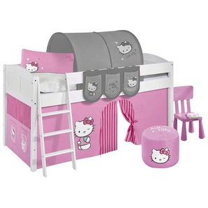 Hochbett Hello Kitty mit Vorhang, 90 x 200 cm