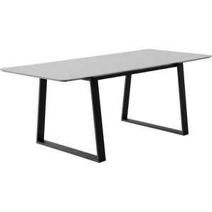 Hammel Furniture Esstisch Meza Designtisch mit Auszugsfunktion und 2 Einlegeplatten, abgerundete Tischplatte MDF, Trapez Metallgestell