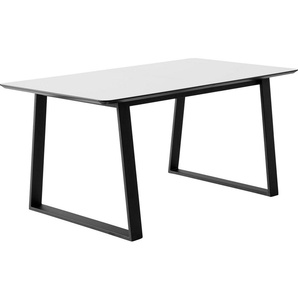 Hammel Furniture Esstisch Meza Designtisch mit Auszugsfunktion und 2 Einlegeplatten, abgerundete Tischplatte MDF, Trapez Metallgestell