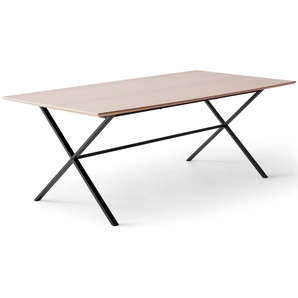 Hammel Furniture Esstisch Meza Designtisch mit Auszugsfunktion und 2 Einlegeplatten, rechteckige Tischplatte MDF, gekreuztes Metallgestell