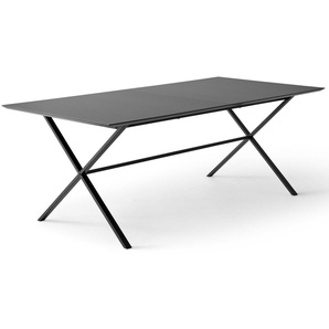 Hammel Furniture Esstisch Meza Designtisch mit Auszugsfunktion und 2 Einlegeplatten, rechteckige Tischplatte MDF, gekreuztes Metallgestell