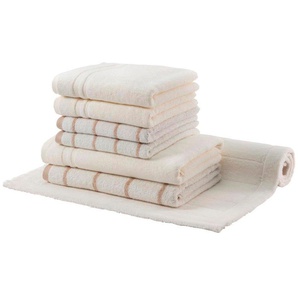 Handtuch Set EGERIA LINE Handtücher (Packung) Gr. (7 St.), weiß (ivory) Handtuch-Sets mit passender Badematte 70x120 cm im stilvollen Querstreifen