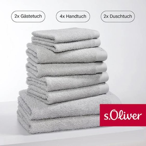 Handtuch Set S.OLIVER s. Oliver, besonders weich und saugfähig, grau (hellgrau), 8 St., Walkfrottier, Walkfrottier, Baumwolle, Handtücher (Packung), 2 Gästetücher 30x50, 4 Handtücher 50x100, 2 Duschtücher 70x140