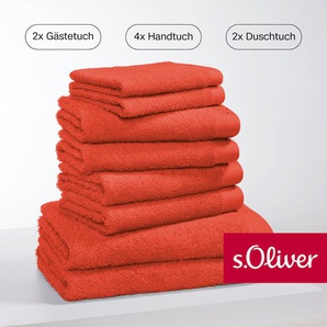 Handtuch Set S.OLIVER s. Oliver, besonders weich und saugfähig, rot, 8 St., Walkfrottier, Walkfrottier, Baumwolle, Handtücher (Packung), 2 Gästetücher 30x50, 4 Handtücher 50x100, 2 Duschtücher 70x140