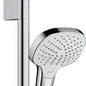 hansgrohe Brausegarnitur Croma Select E, 3 Strahlart(en), Komplett-Set, 11cm, mit Duschstange 65cm, Weiß/chrom