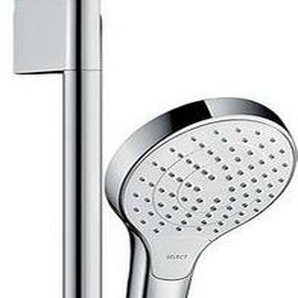 hansgrohe Brausegarnitur Croma Select S, 3 Strahlart(en), Komplett-Set, 11cm, wassersparend 9 l/min, mit Duschstange 65cm, Weiß/chrom