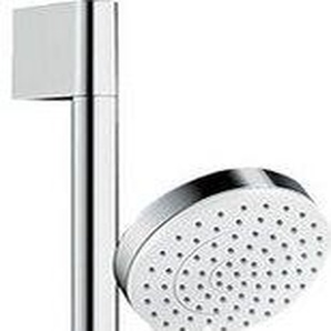 hansgrohe Brausegarnitur Crometta, 2 Strahlart(en), Komplett-Set, 10cm, mit Duschstange 90cm, Weiß/chrom