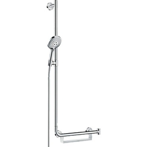 hansgrohe Brausegarnitur Raindance Select S, 3 Strahlart(en), Komplett-Set, 12cm, mit Duschstange 11cm,cm, links, chrom