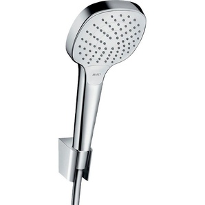 hansgrohe Duschbrause Croma Select E, (Brauseschlauch, Handbrause, Brausehalter), 11cm, mit Duschschlauch 125cm, Weiß/chrom