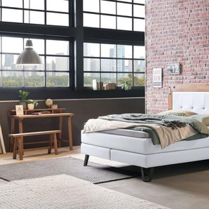 HASENA Boxspringbett Oakland, Boxspringbett, Industrial Look, Kopfteil aus Wildeiche, Used-Look