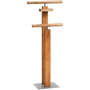 Hasena Herrendiener, Alu, Wildeiche, Holz, Metall, Wildeiche, massiv, 45x107x28 cm, standfeste Füße, Hosenhalter, Jackenhalter, Garderobe, Garderobenständer