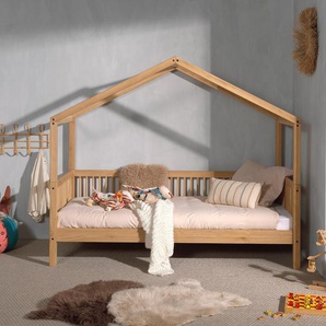 Hausbett HOME AFFAIRE Betten Gr. ohne Bettschublade, Liegefläche B/L: 90cm x 200cm H: 170cm, kein Härtegrad, ohne Matratze, braun (eiche natur geölt + eiche geölt) Baby aus massiver Eiche geölt, LF 90x200 cm, wahlweise mit Bettschublade