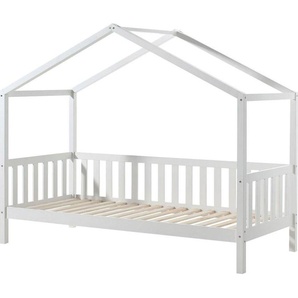 Hausbett VIPACK Dallas Betten Gr. ohne Bettschublade, Liegefläche 90 x 200 cm, weiß (kiefer massiv lackiert) Baby Spielbetten wahlweise mit Bettschublade oder Textilhimmel, Ausf. natur