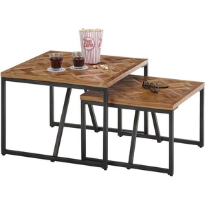 HBZ Couchtisch Lola, 2-er Set Massivholz Teak recycelt mit Muster